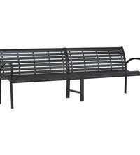 Doppel-Gartenbank Schwarz 231 cm Stahl und WPC