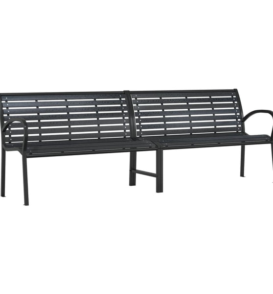 Doppel-Gartenbank Schwarz 231 cm Stahl und WPC