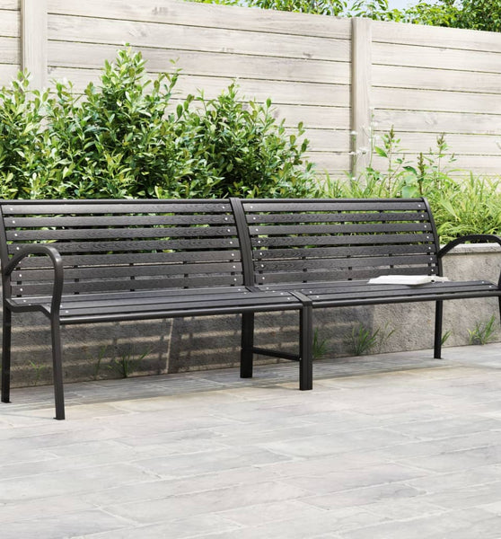Doppel-Gartenbank Schwarz 231 cm Stahl und WPC