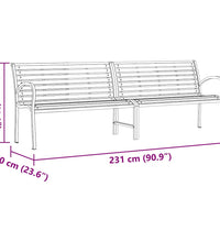 Gartenbank Braun 231 cm Holz & Pulverbeschichteter Stahl