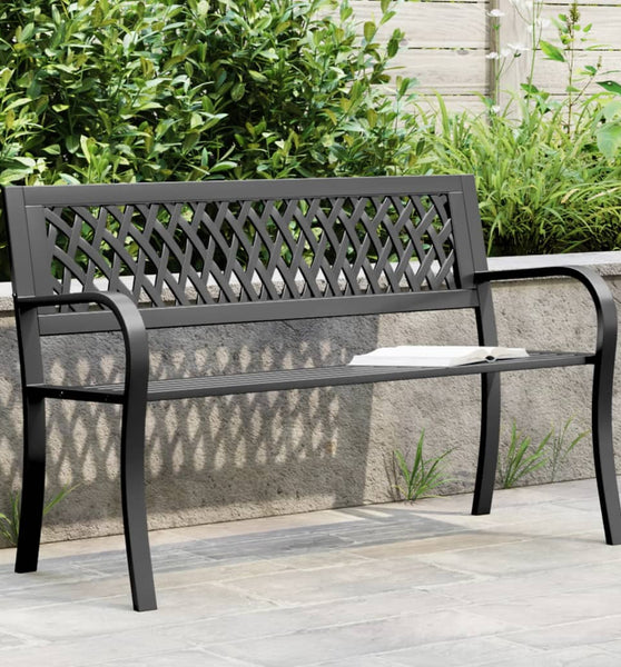 Gartenbank Schwarz 120 cm Stahl