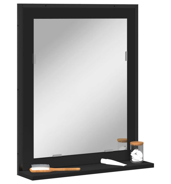 Badspiegel mit Ablage Schwarz 50x12x60 cm Holzwerkstoff