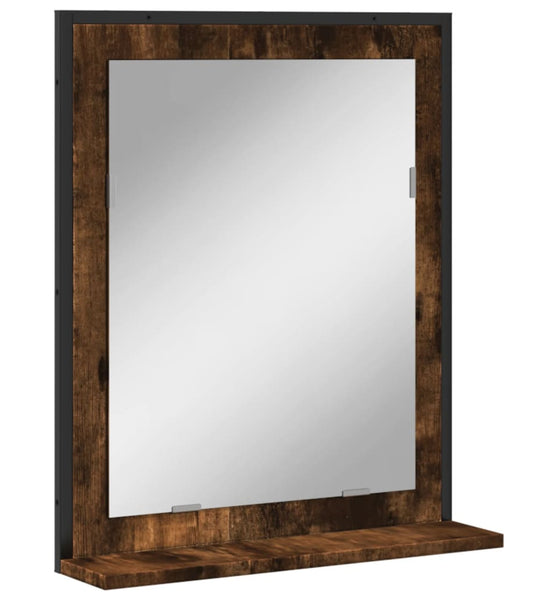 Badspiegel mit Ablage Räuchereiche 50x12x60 cm Holzwerkstoff