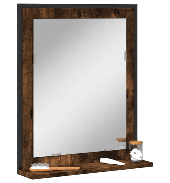 Badspiegel mit Ablage Räuchereiche 50x12x60 cm Holzwerkstoff