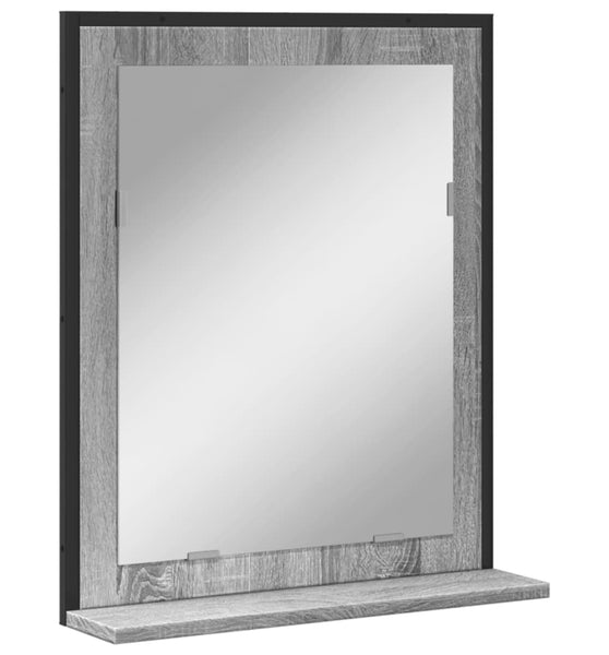 Badspiegel mit Ablage Grau Sonoma 50x12x60 cm Holzwerkstoff
