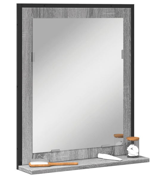 Badspiegel mit Ablage Grau Sonoma 50x12x60 cm Holzwerkstoff