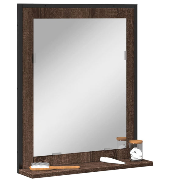Badspiegel mit Ablage Braun Eichen-Optik 50x12x60 cm