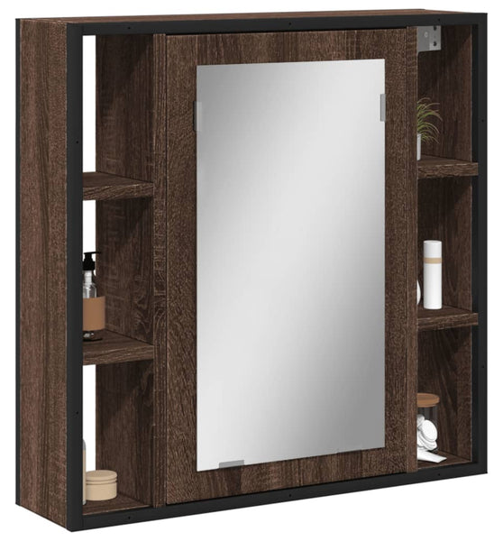 Bad-Spiegelschrank Braun Eiche-Optik 60x16x60cm Holzwerkstoff