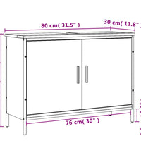 Waschbeckenunterschrank Schwarz 80x30x60 cm Holzwerkstoff