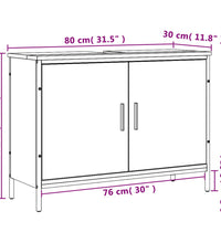 Waschbeckenunterschrank Grau Sonoma 80x30x60 cm Holzwerkstoff