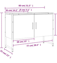 Waschbeckenunterschrank Schwarz 80x33x60 cm Holzwerkstoff