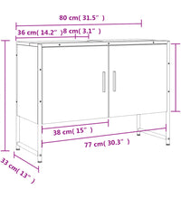 Waschbeckenunterschrank Grau Sonoma 80x33x60 cm Holzwerkstoff