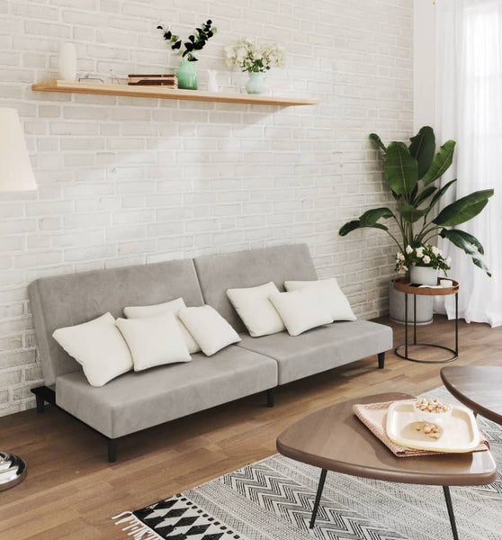 Schlafsofa 2-Sitzer Hellgrau Samt