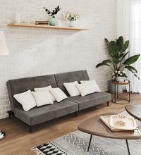 Schlafsofa 2-Sitzer Dunkelgrau Samt