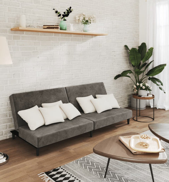 Schlafsofa 2-Sitzer Dunkelgrau Samt