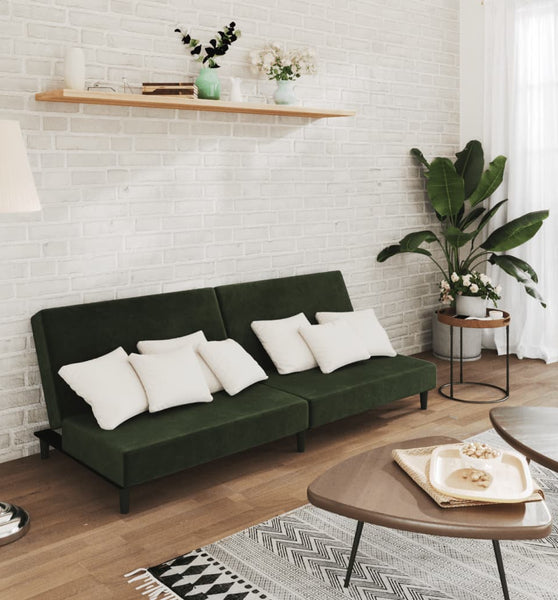 Schlafsofa 2-Sitzer Dunkelgrün Samt