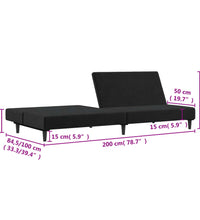 Schlafsofa 2-Sitzer Schwarz Samt