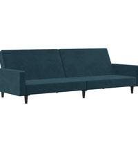 Schlafsofa 2-Sitzer Blau Samt
