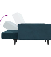 Schlafsofa 2-Sitzer Blau Samt