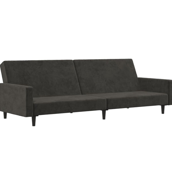 Schlafsofa 2-Sitzer Dunkelgrau Samt