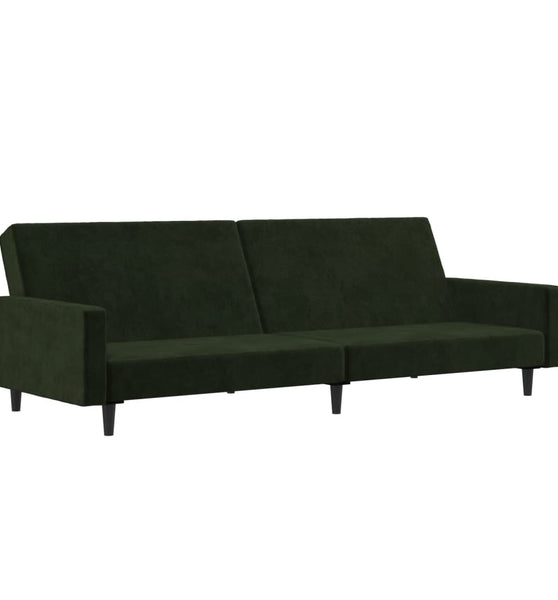 Schlafsofa 2-Sitzer Dunkelgrün Samt