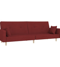 Schlafsofa 2-Sitzer mit 2 Kissen Weinrot Stoff