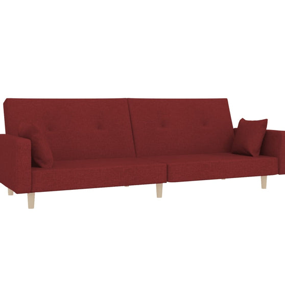 Schlafsofa 2-Sitzer mit 2 Kissen Weinrot Stoff