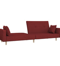 Schlafsofa 2-Sitzer mit 2 Kissen Weinrot Stoff