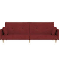 Schlafsofa 2-Sitzer mit 2 Kissen Weinrot Stoff