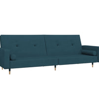Schlafsofa 2-Sitzer mit 2 Kissen Blau Samt