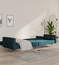 Schlafsofa 2-Sitzer mit 2 Kissen Blau Samt