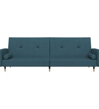 Schlafsofa 2-Sitzer mit 2 Kissen Blau Samt