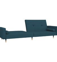 Schlafsofa 2-Sitzer mit 2 Kissen Blau Samt