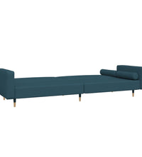 Schlafsofa 2-Sitzer mit 2 Kissen Blau Samt