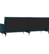 Schlafsofa 2-Sitzer mit 2 Kissen Blau Samt