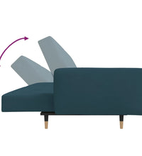 Schlafsofa 2-Sitzer mit 2 Kissen Blau Samt