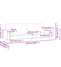 Schlafsofa 2-Sitzer mit 2 Kissen Blau Samt