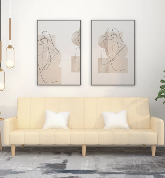 Schlafsofa 2-Sitzer Creme Stoff