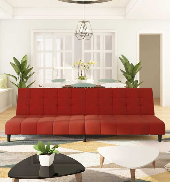 Schlafsofa 2-Sitzer Weinrot Samt