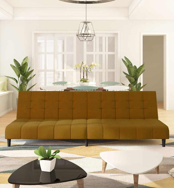 Schlafsofa 2-Sitzer Braun Samt