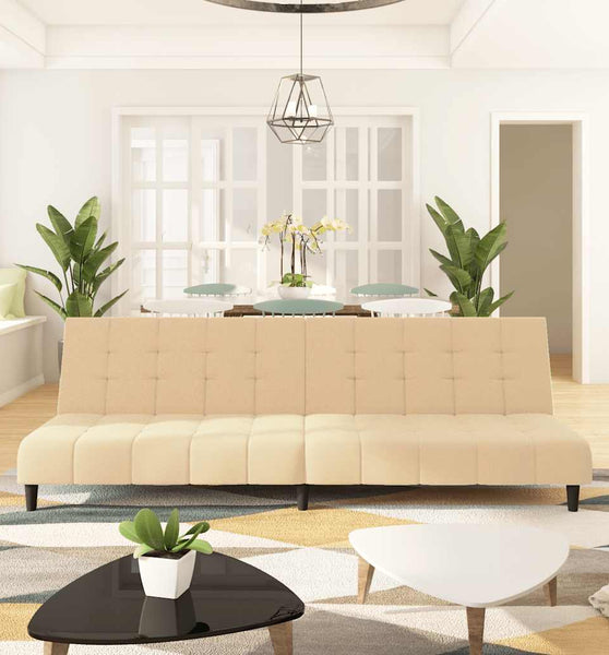 Schlafsofa 2-Sitzer Creme Samt