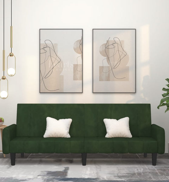 Schlafsofa 2-Sitzer Dunkelgrün Samt