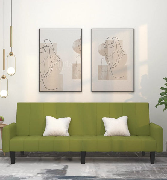 Schlafsofa 2-Sitzer Hellgrün Samt