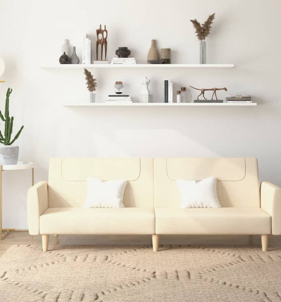 Schlafsofa 2-Sitzer Creme Stoff