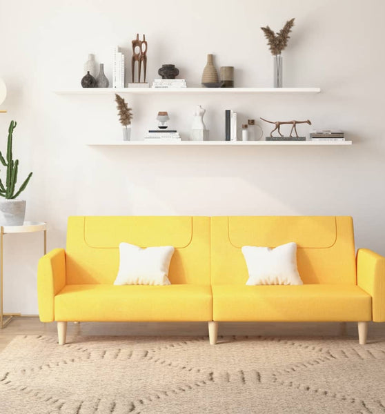 Schlafsofa 2-Sitzer Gelb Stoff