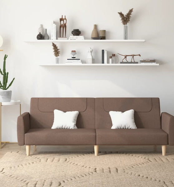 Schlafsofa 2-Sitzer Taupe Stoff