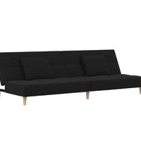 Schlafsofa 2-Sitzer mit 2 Kissen Schwarz Stoff
