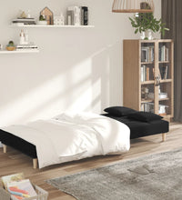 Schlafsofa 2-Sitzer mit 2 Kissen Schwarz Stoff