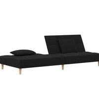 Schlafsofa 2-Sitzer mit 2 Kissen Schwarz Stoff