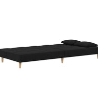 Schlafsofa 2-Sitzer mit 2 Kissen Schwarz Stoff